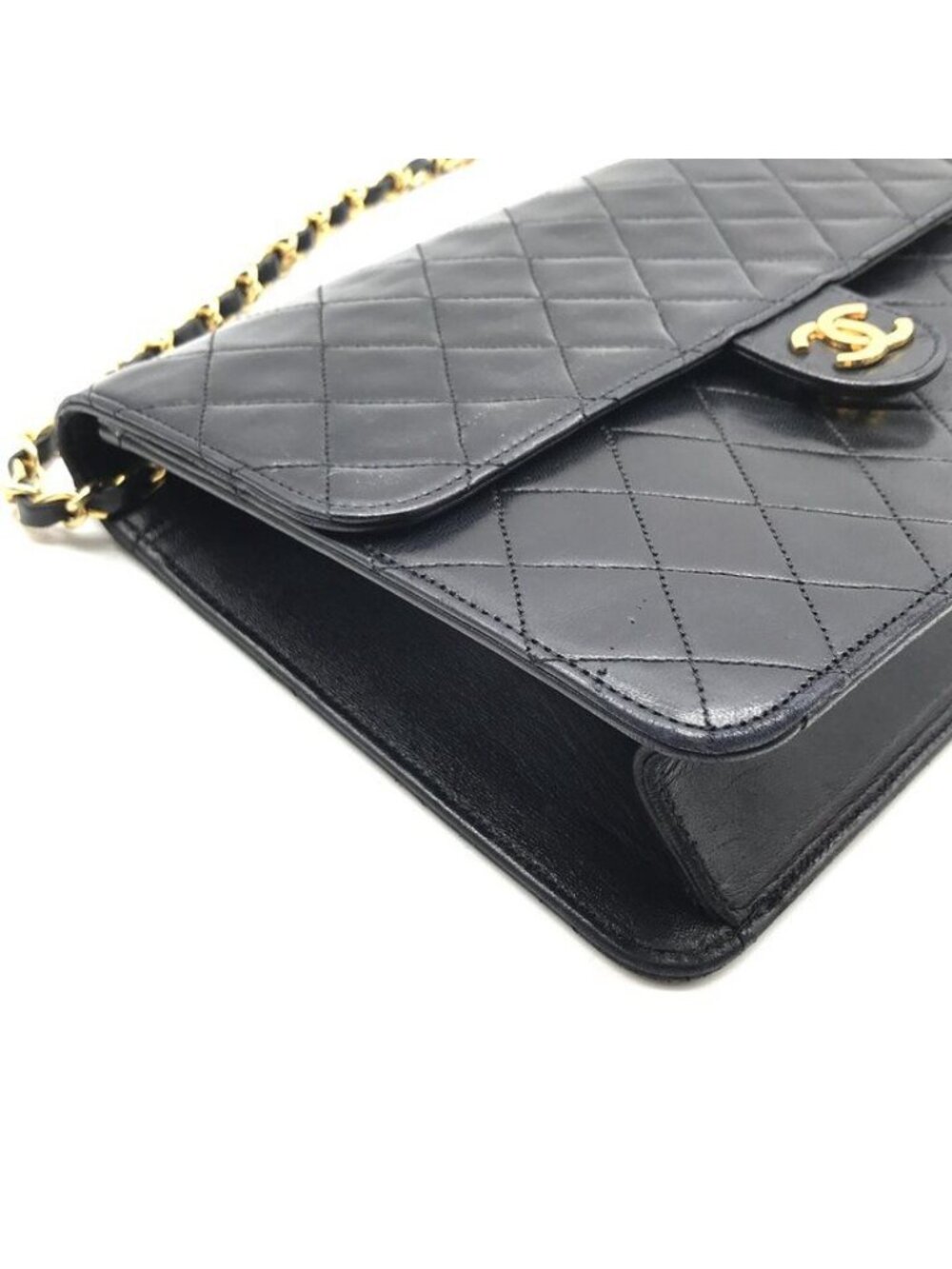 ★SOLD★ Chanel CC Logo Quilted Leather Che Hmm Shoulder Bag LadyBlack - Picture 5 of 10